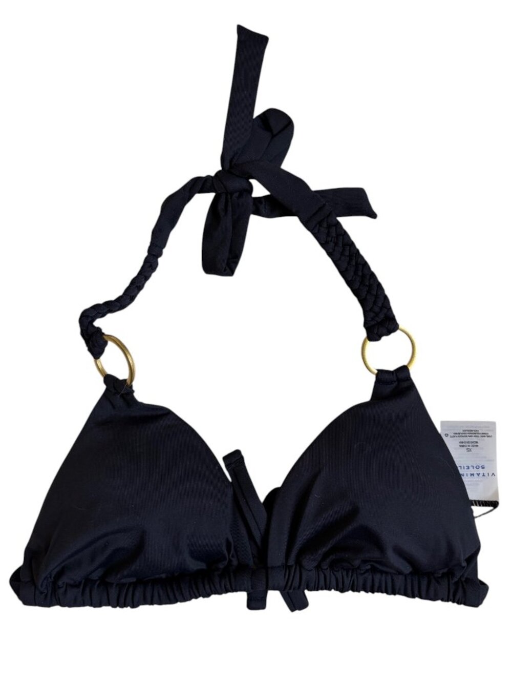Vitamin A Soleil Braided Triangle Bikini Top (Black) - Extra Small